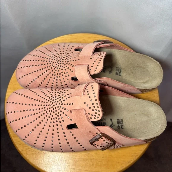 Birkenstock Boston Clogs Pink Suede Studded Grommet EU 39 Women 8 - Picture 5 of 7
